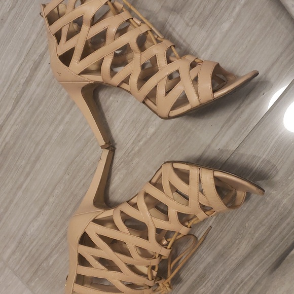 Blush Strappy Open Toe Booties Size 8.5 - Picture 6 of 9